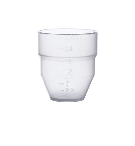 <p>Measuring cup 25 Measuring cup with a capacity of 25 ml is made of polypropylene (PP) and is presented in transparent color. This product is designed for dosing liquid medicines (syrups, etc.). The measuring cup has eight levels of drug measurement: 1, 2.5, 5, 7.5, 10, 15, 20, 25 ml. To choose the right set from the lid and measuring cup, you need to pay attention to the neck diameter - 28/410.</p> by Pack Store Europe, packstore.eu