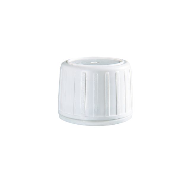 This tamper-evident screw cap is available in four colors: white, green, orange, red. Can be equipped with Nozzle FVP1-250. Used for closing off plastic vials. The cap can be produced with PE or IS liner.